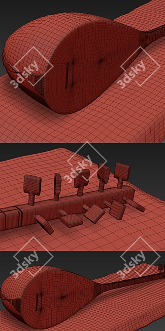 Authentic Azerbaijani Saz Instrument 3D model image 3