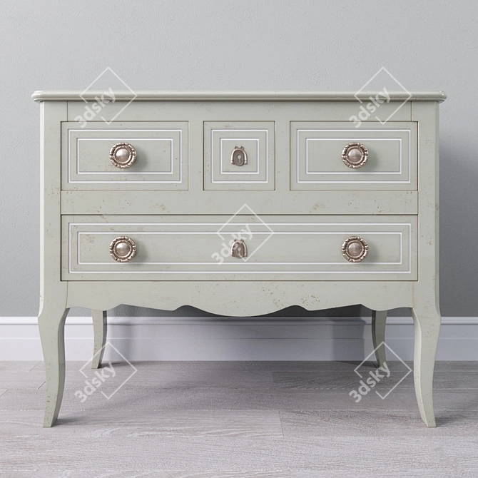 Beechwood Transition Chest - Antique Metal Handles 3D model image 1