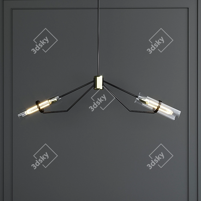 Modern Metal and Glass Ceiling Light 3D model image 1