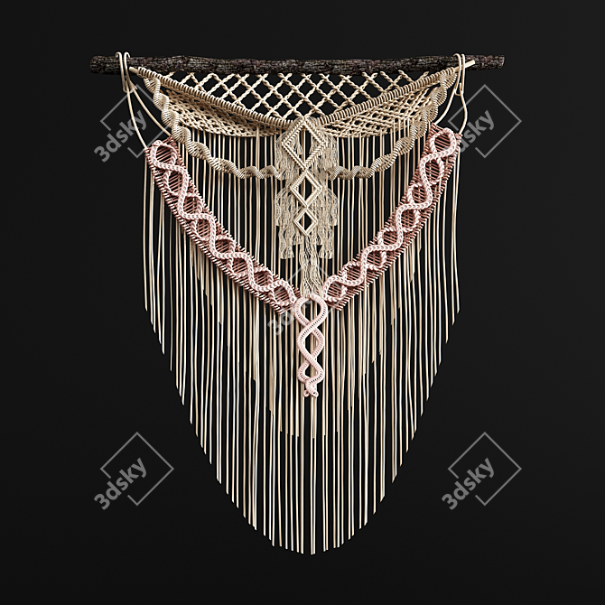 Boho Bliss Macrame Wall Hanging 3D model image 1