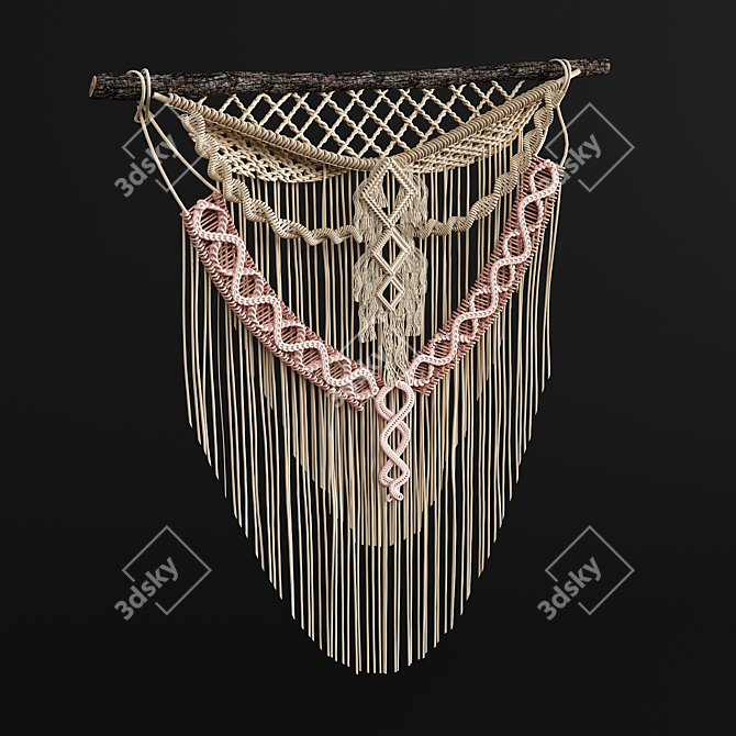 Boho Bliss Macrame Wall Hanging 3D model image 2