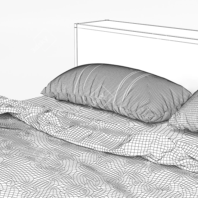 Modern Dark Oak Slim Bed 3D model image 3