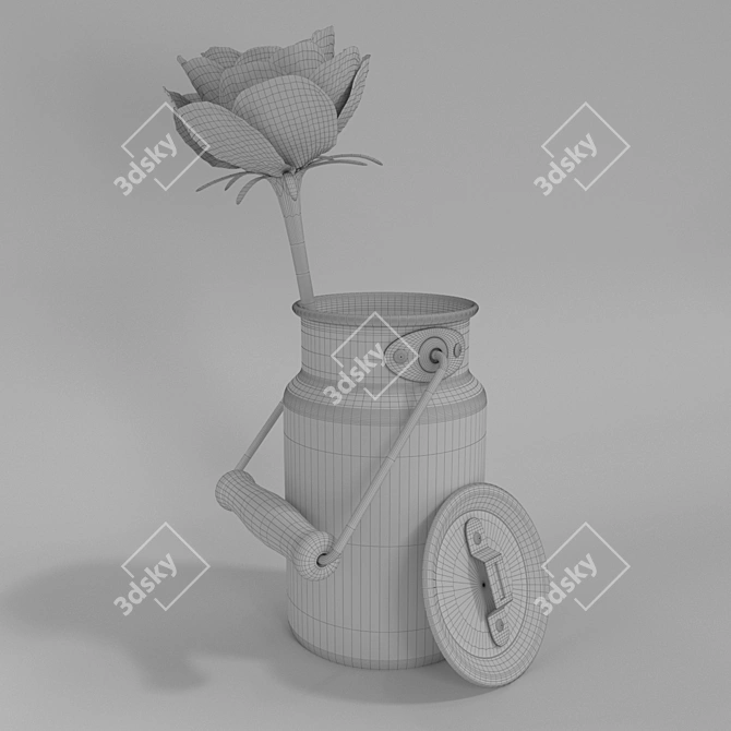 Aluminum water bottle 3D model image 2