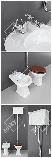 Luxury WC & Bidet Set 3D model image 2