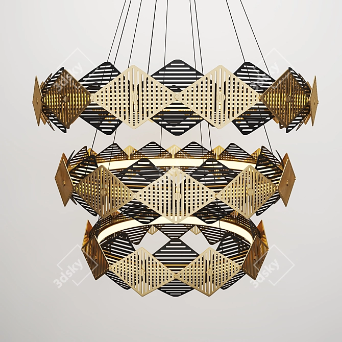 Bert Frank Rote Triple Chandelier, Dimmable LED, Brass 3D model image 1
