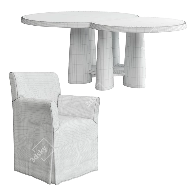 Modern Central Table & Chair Set 3D model image 3