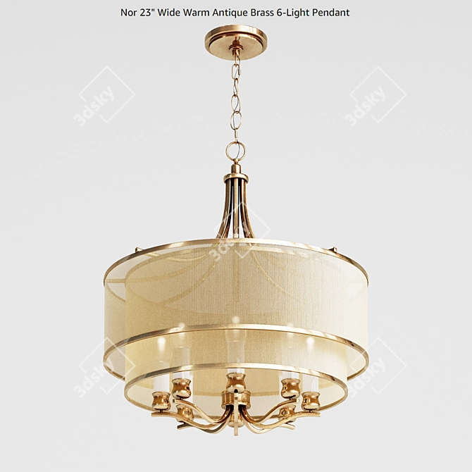 Antique Brass 6-Light Pendant: Nor 3D model image 1