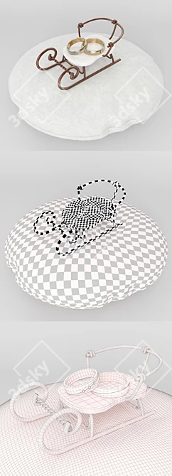 Golden Wedding Sleigh 3D model image 3