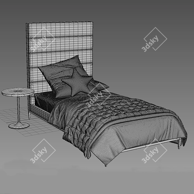 Pewter Pfeiffer Upholstered Bed: Elegant Tall Design 3D model image 3