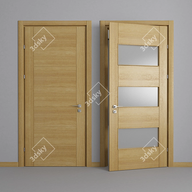 Elegant Veneered Interior Doors 3D model image 1