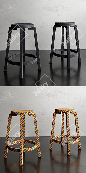 Modern Classic Stool Bar 3D model image 3