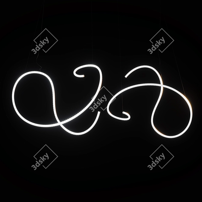 Suspended Light with Curved Exoskeleton 3D model image 2