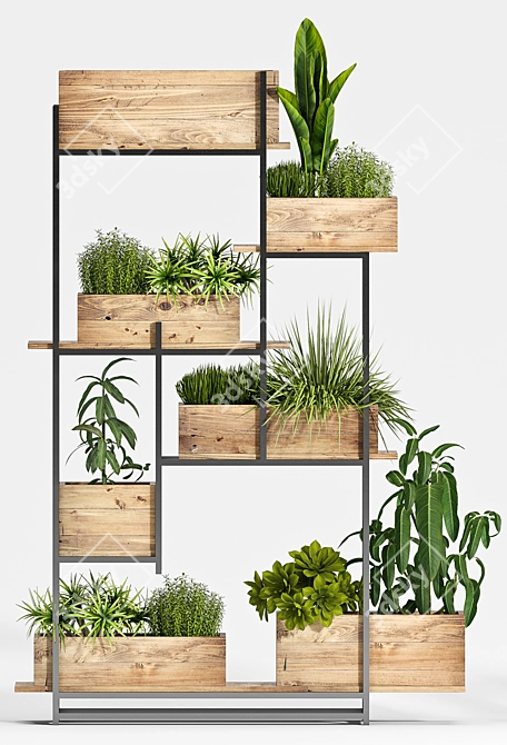 Elegant Greenery: Decorative Planter Set 3D model image 2