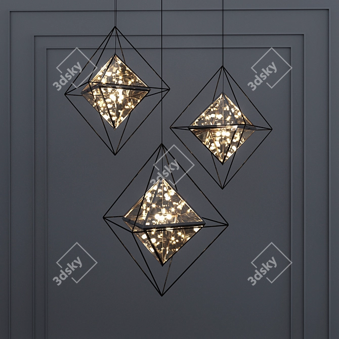 Epic_F5326: Modern Metal and Glass Pendant Light 3D model image 1