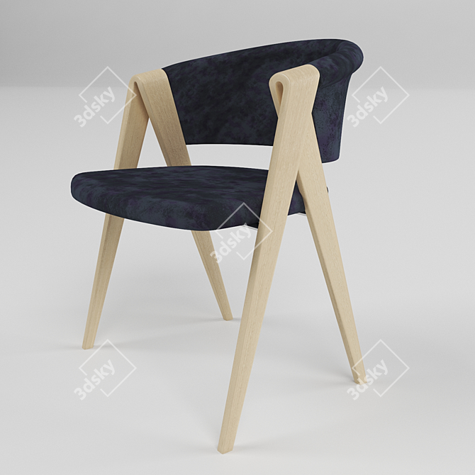 Wooden Velvet Counter Chair 3D model image 1