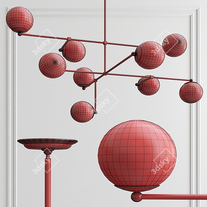 Elegant 9-Light Bronze Chandelier 3D model image 2