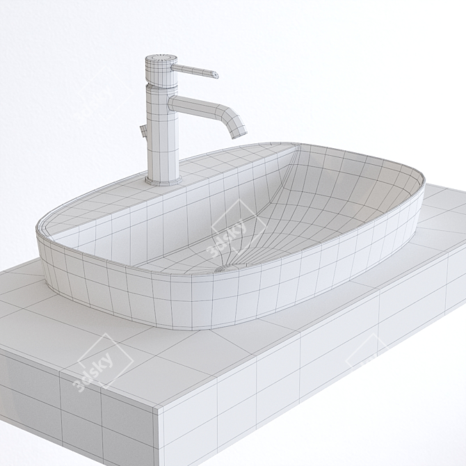 Luxury Green Ceramic Washbasin 3D model image 3