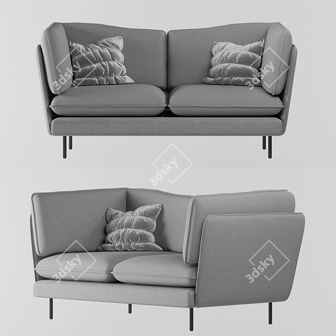 Midnight Grey Velvet 2 Seater Sofa - Cate & Nelson 3D model image 1