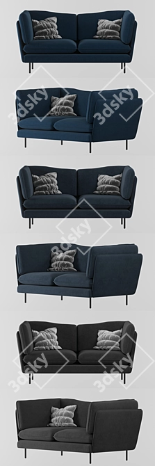 Midnight Grey Velvet 2 Seater Sofa - Cate & Nelson 3D model image 2