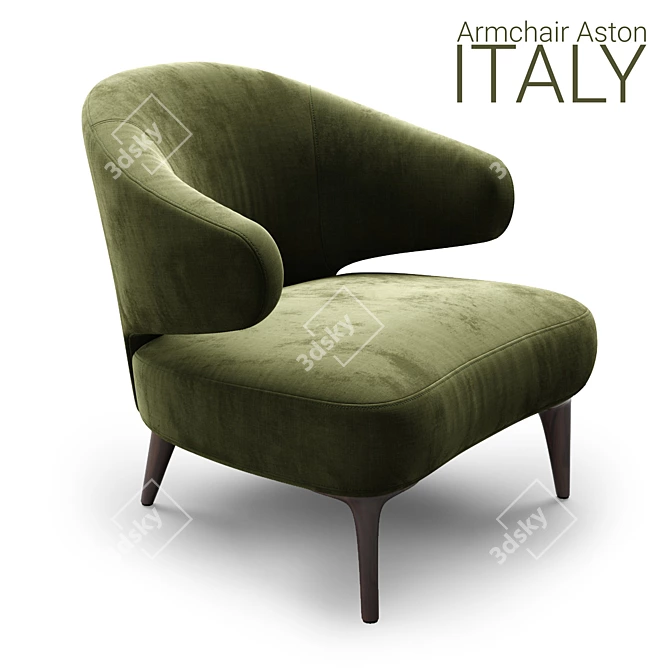 Minotti Aston Armchair in Olive 3D model image 2