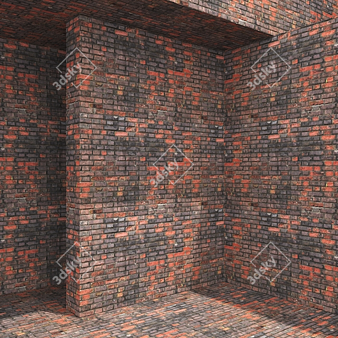 Antique Brick Wall 3D model image 2