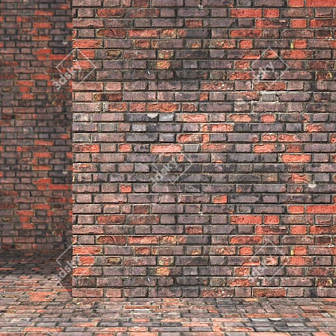 Antique Brick Wall 3D model image 3