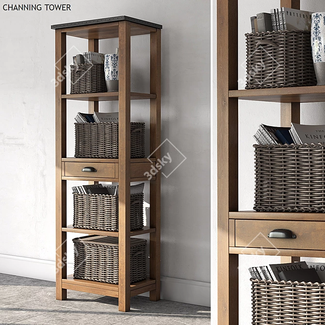 Channing Tower: Stylish & Spacious Pottery Barn Storage 3D model image 1
