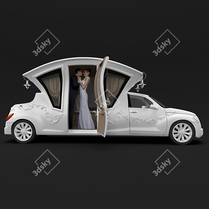 Cinderella Dream: Elegant Wedding Limousine 3D model image 1