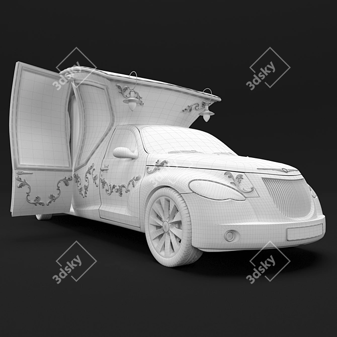 Cinderella Dream: Elegant Wedding Limousine 3D model image 3