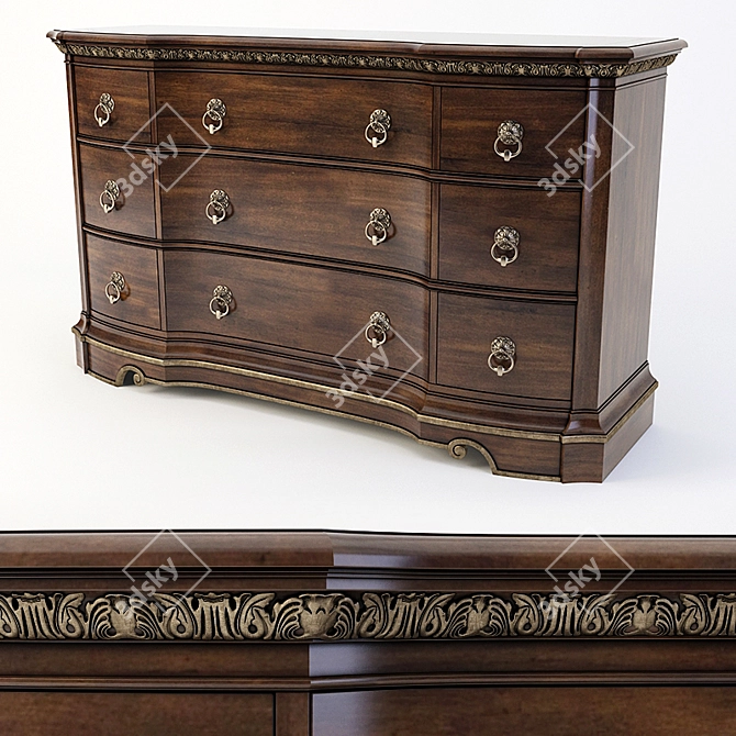 Elegant Villa Medici Dresser: L-1733mm, W-562mm, H-1016mm 3D model image 1