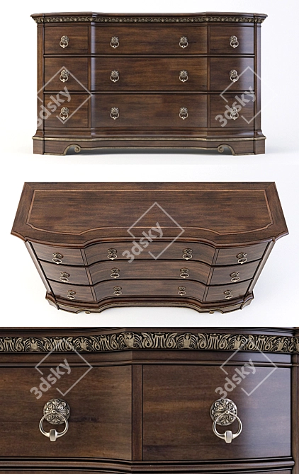 Elegant Villa Medici Dresser: L-1733mm, W-562mm, H-1016mm 3D model image 2