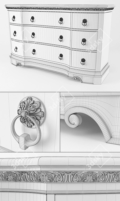 Elegant Villa Medici Dresser: L-1733mm, W-562mm, H-1016mm 3D model image 3