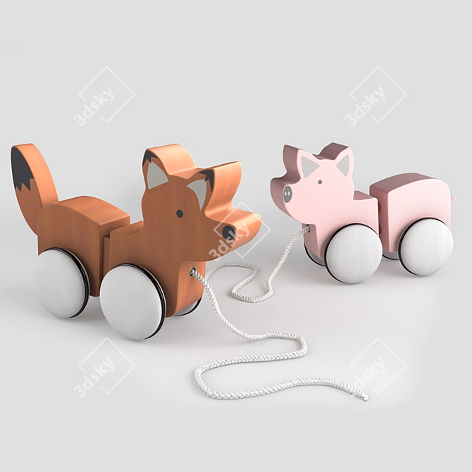 Woodland Baby Pull Toys - Pottery Barn Kids 3D model image 1