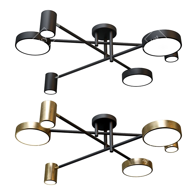 Modern Metal and Acrylic LED Ceiling Lamp - TECHNUM 3D model image 1