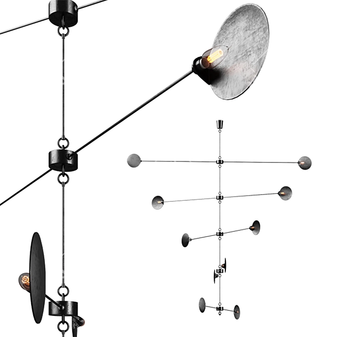 Calder-inspired Handcrafted Steel Chandelier 3D model image 1