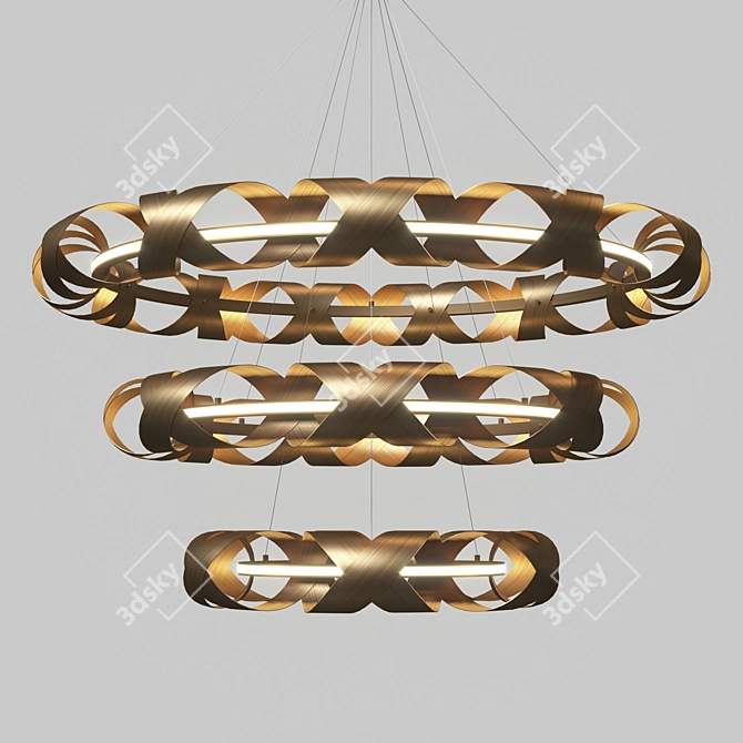 Elegant Three-Tier LED Chandelier 3D model image 1