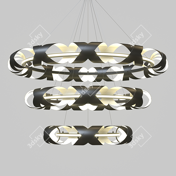 Elegant Three-Tier LED Chandelier 3D model image 2