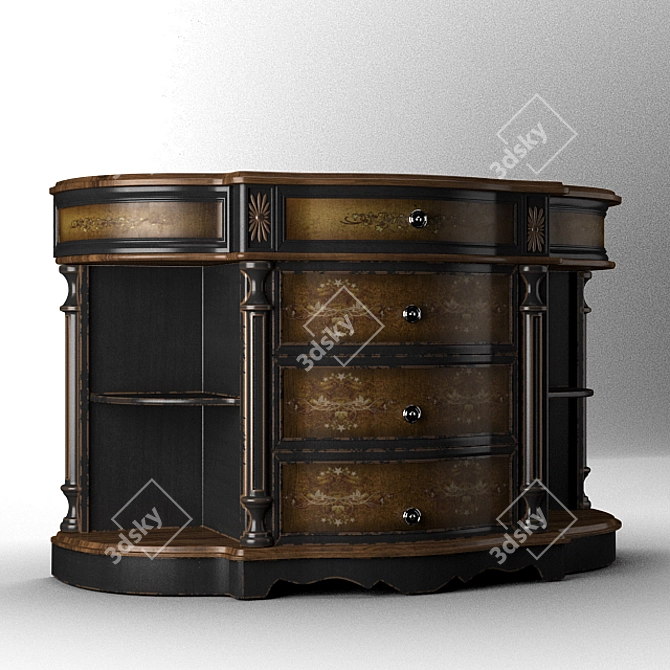 Orford 4-Drawer Demilune Chest - Elegant Storage Solution 3D model image 2