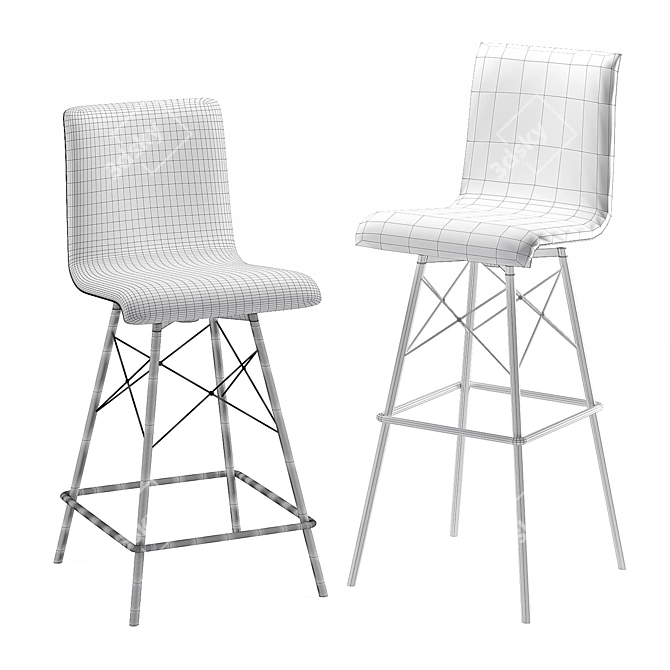 Elegant Merlot Bar Stool: Timeless Design & Superior Comfort 3D model image 3
