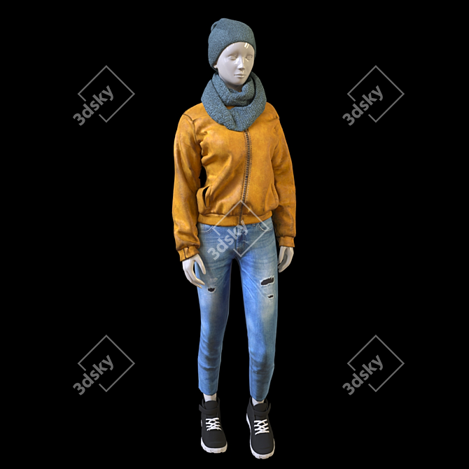 Title: Modern Poseable Mannequin 3D model image 1