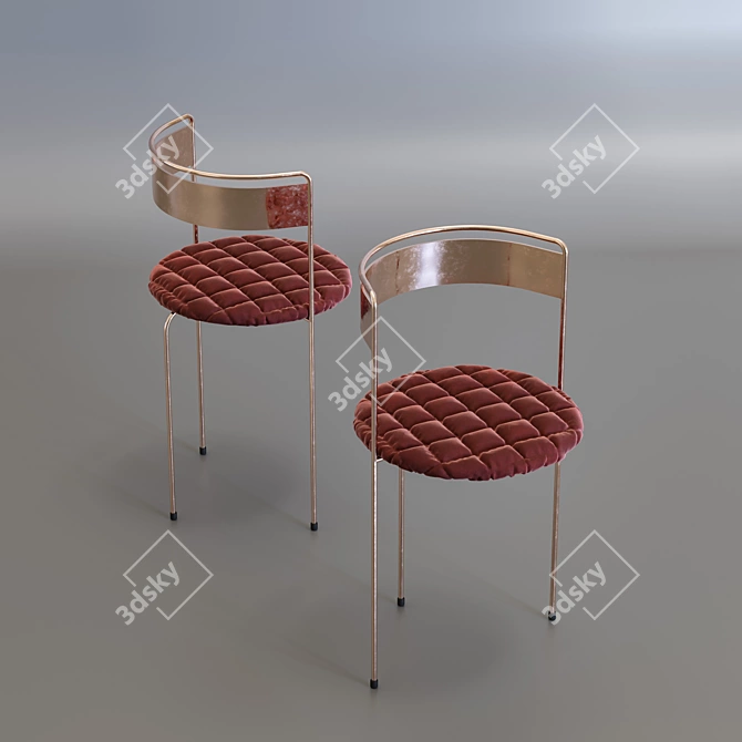 Modern Minimalist Velvet Chair 3D model image 1