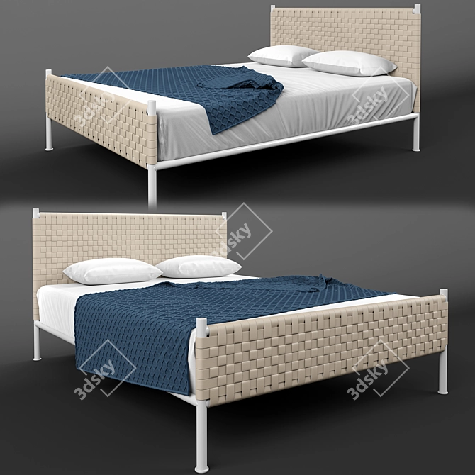 Title: Suede Woven Queen Bed 3D model image 1