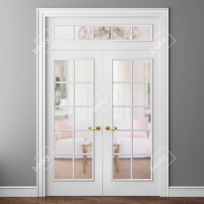 Elegant Volkhovets Paris Double Doors 3D model image 1