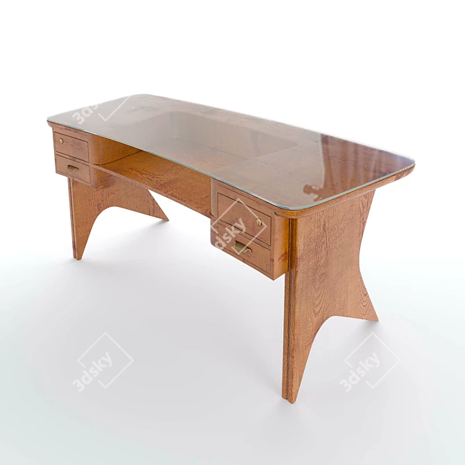 Italian Mid-Century Desk 3D model image 1