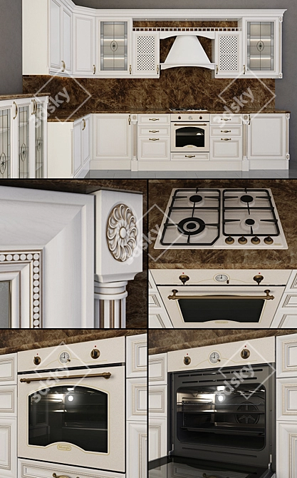 Modern Bergonzi Kitchen Set 3D model image 2