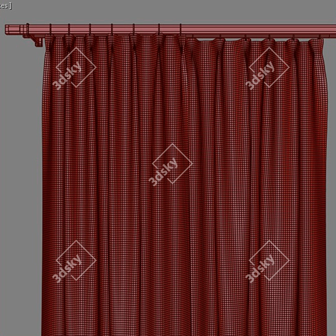 Stripe Blue Curtain 3D model image 3