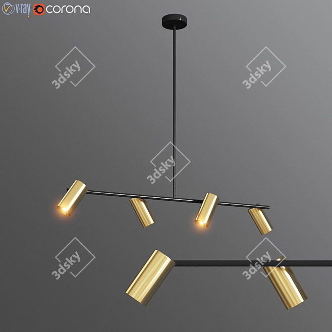 Obie Diner Pendant: Stylish Brass and Glass Lighting 3D model image 1