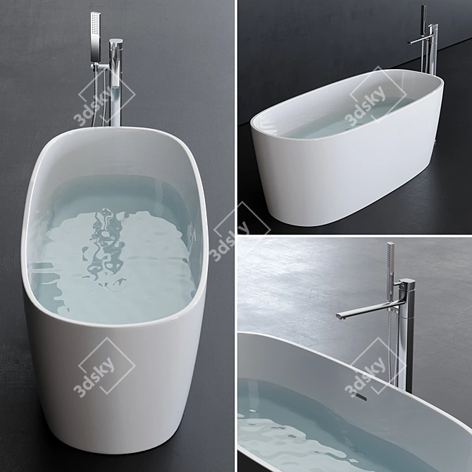 Elegant Oval Loop Bathtub - A Luxurious Addition 3D model image 1