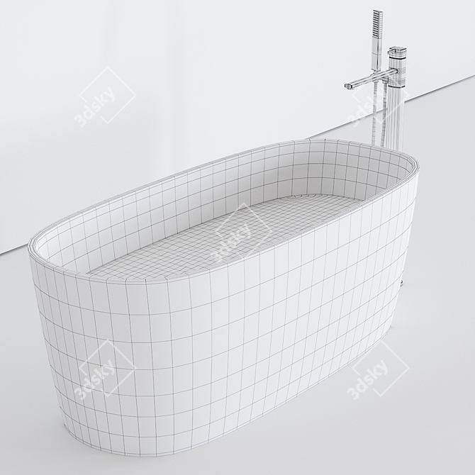 Elegant Oval Loop Bathtub - A Luxurious Addition 3D model image 3