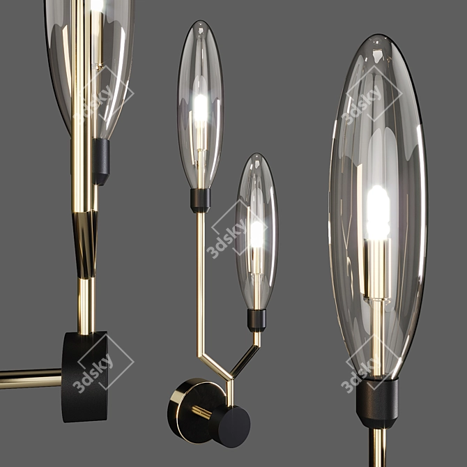 Maytoni Ventura Wall Lamp: Amber Glass Shades (MOD012-WL-02-G) 3D model image 1
